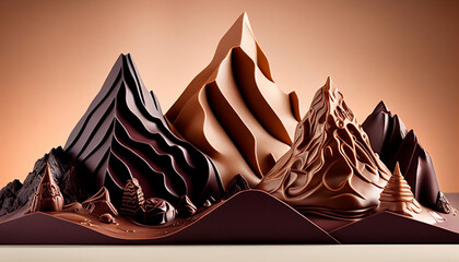 Mountains of chocolate, generative ai - 579810220