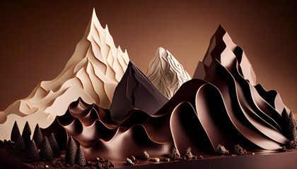 Mountains of chocolate, generative ai - 579810225