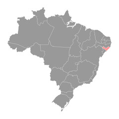 Alagoas Map, state of Brazil. Vector Illustration.