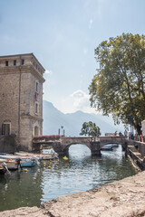Sunny summer day in Riva del Garda resort on Lake Garda
