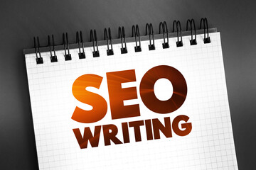 Seo Writing text on notepad, concept background