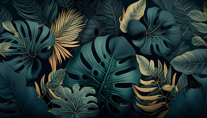 Textura Pattern Tropical Folhas IA Generativa