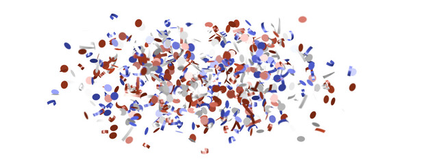 Confetti - Festive background with confetti in the shape of Confetti in the color of the American flag.