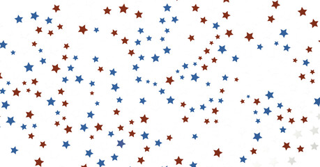 Stars - Red white blue shiny confetti stars on white background, isolate, tricolor concept,