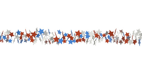 Stars - Red white blue shiny confetti stars on white background, isolate, tricolor concept,