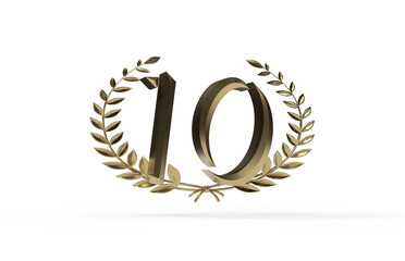 3d golden 10 years anniversary celebration with star background