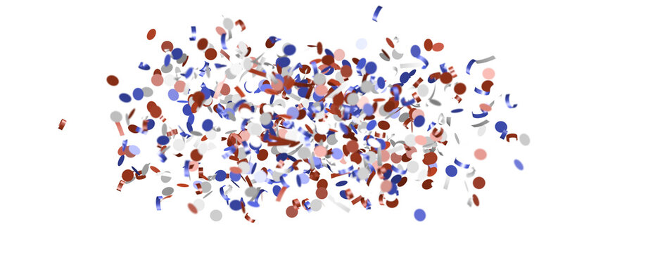 Confetti - Festive background with confetti in the shape of Confetti in the color of the American flag.