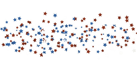 Stars - Red white blue shiny confetti stars on white background, isolate, tricolor concept,