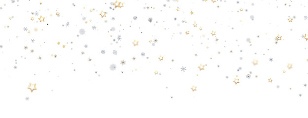 golden openwork shiny snowflakes, star, 3D rendering.