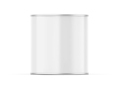 Paper tin can mockup template for branding and promotion, 3d render illustration.