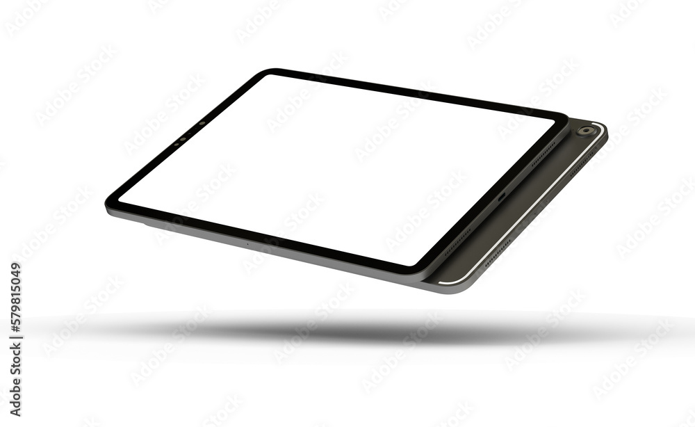 Sticker Black tablet computer with blank screen, isolated on white background