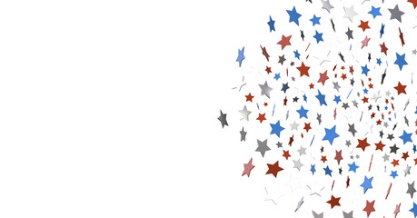 Stars - Festive background with confetti in the shape of stars in the color of the American flag.