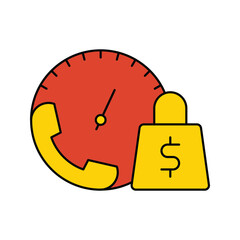 call, phone, time, watch, bag, online sell support icon