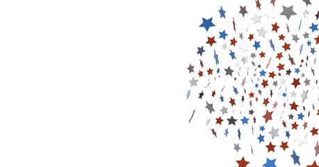 Stars - Festive background with confetti in the shape of stars in the color of the American flag.