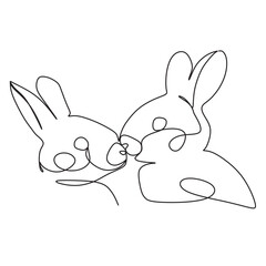 Rabbit one line drawing. Vector illustration