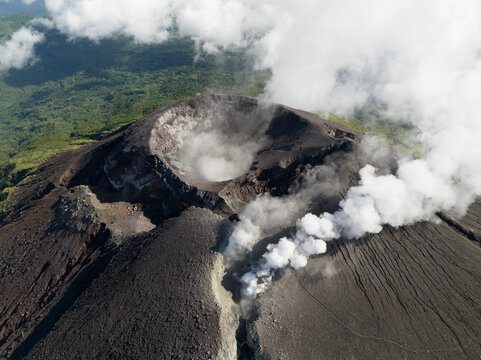 Aerial view of Gamalama Volcano on Ternate, Indonesia.