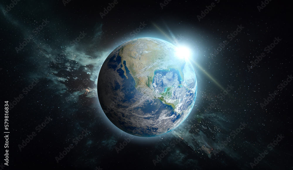 Wall mural planet earth with on space background. elements of this image furnished by nasa.