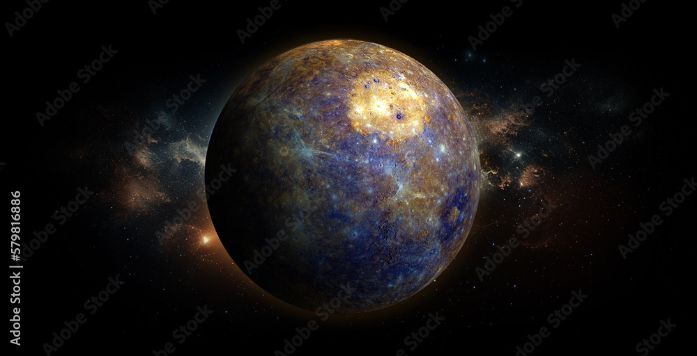 Wall mural mercury on space background. elements of this image furnished by nasa.
