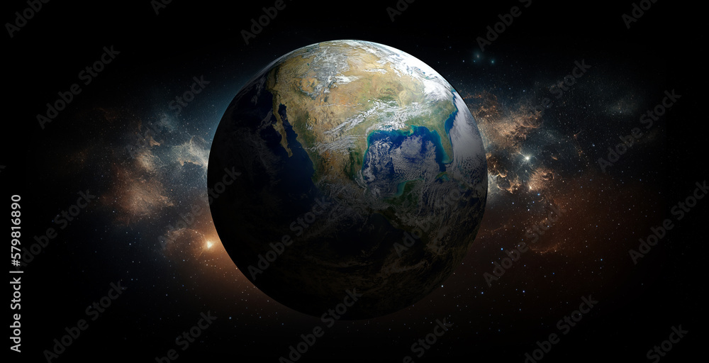 Wall mural planet earth with on space background. elements of this image furnished by nasa.