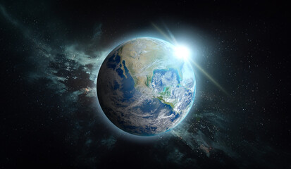 Obraz na płótnie Canvas Planet Earth with on space background. Elements of this image furnished by NASA.