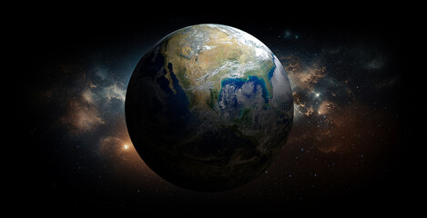 Planet Earth with on space background. Elements of this image furnished by NASA.