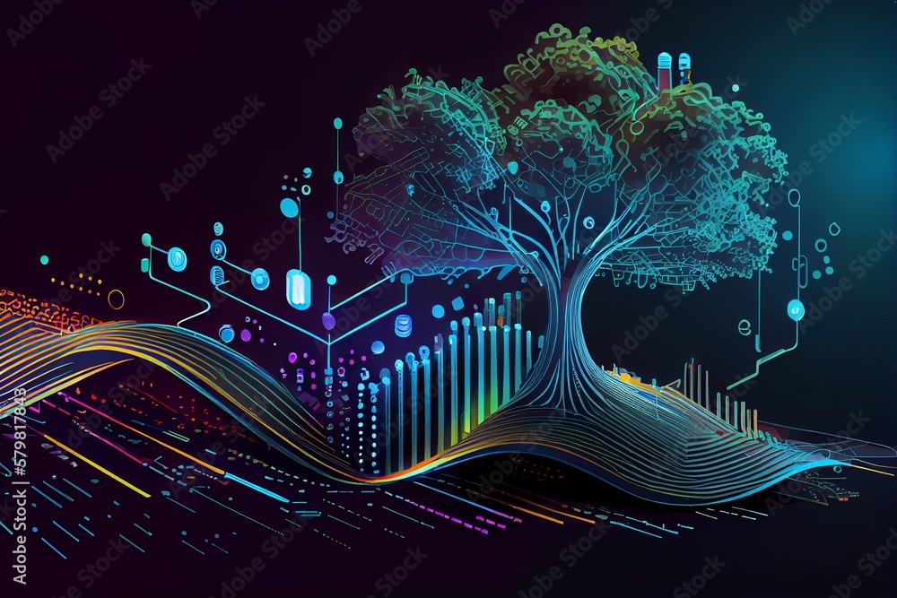 Poster ai generative,big data concept, technology software development concept.