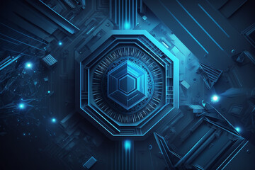 Blue geometric abstract background. Technology futuristic concept. Generative ai.