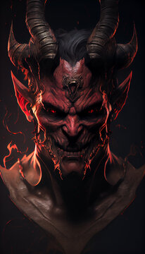 Mephistophel, graphic, symbol of dark and black magic. Daemon, Lucifer. AI generative content