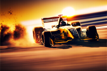 Obraz na płótnie Canvas Race car racing at high speed. Generative ai.