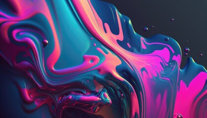 Fototapeta premium Abstract neon liquid wavy background. Liquid art, marbling texture, digital illustration, neon wallpaper, wavy lines, liquid ripples.
