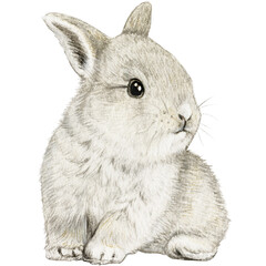watercolor hand drawn realistic bunny