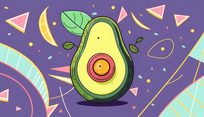Geometric Drawing of a avocado, Generative Ai