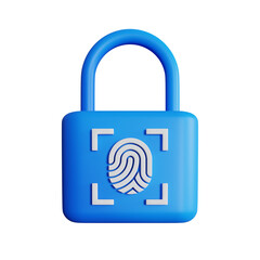 3d ilustrasi login interface fingerprint lock