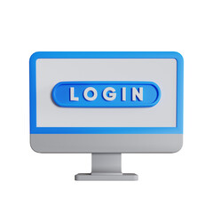 3d ilustrasi login interface monitor login blue edge