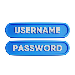 3d ilustrasi login interface blue username and password