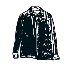 black and white sketch of jacket with transparent background