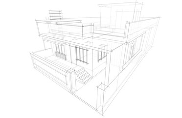  Architectural sketch of a house building