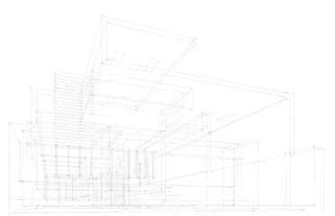  Architectural sketch of a house building