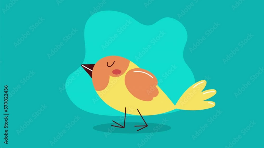 Sticker little bird animal character animation