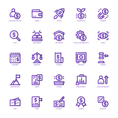 Personal Finance icon pack for your website design, logo, app, and user interface. Personal Finance icon basic line gradient design. Vector graphics illustration and editable stroke.