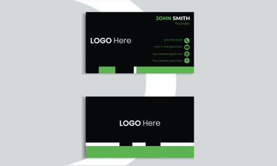 business card template with minimalistic black background geometric shapes.