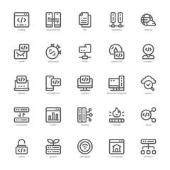 Website Hosting icon pack for your website design, logo, app, and user interface. Website Hosting icon outline design. Vector graphics illustration and editable stroke.