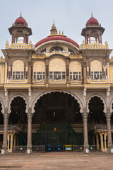 Obraz premium Exteriors and Facade of the historic and grand Mysore palace also called Amba Vilas palace in Karnataka India