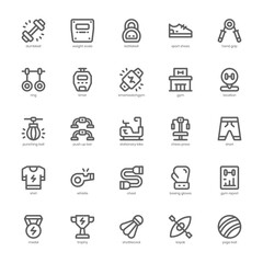 Fitness and Sport icon pack for your website design, logo, app, and user interface. Fitness and Sport icon outline design. Vector graphics illustration and editable stroke.