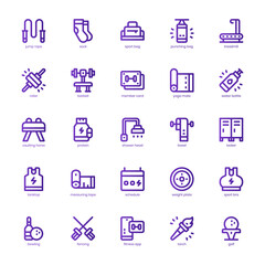 Fitness and Sport icon pack for your website design, logo, app, and user interface. Fitness and Sport icon basic line gradient design. Vector graphics illustration and editable stroke.