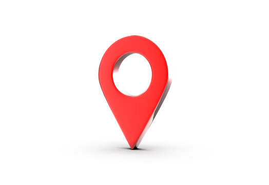 3d rendered red map icon on transparent background