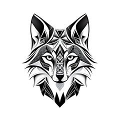 Fototapeta premium Head of fox, black and white design, AI Generative