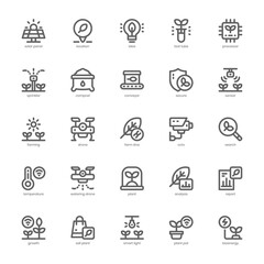 Smart Farm icon pack for your website design, logo, app, and user interface. Smart Farm icon outline design. Vector graphics illustration and editable stroke.