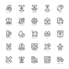 Smart Farm icon pack for your website design, logo, app, and user interface. Smart Farm icon outline design. Vector graphics illustration and editable stroke.
