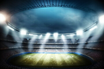 estádio de futebol iluminado a noite 
